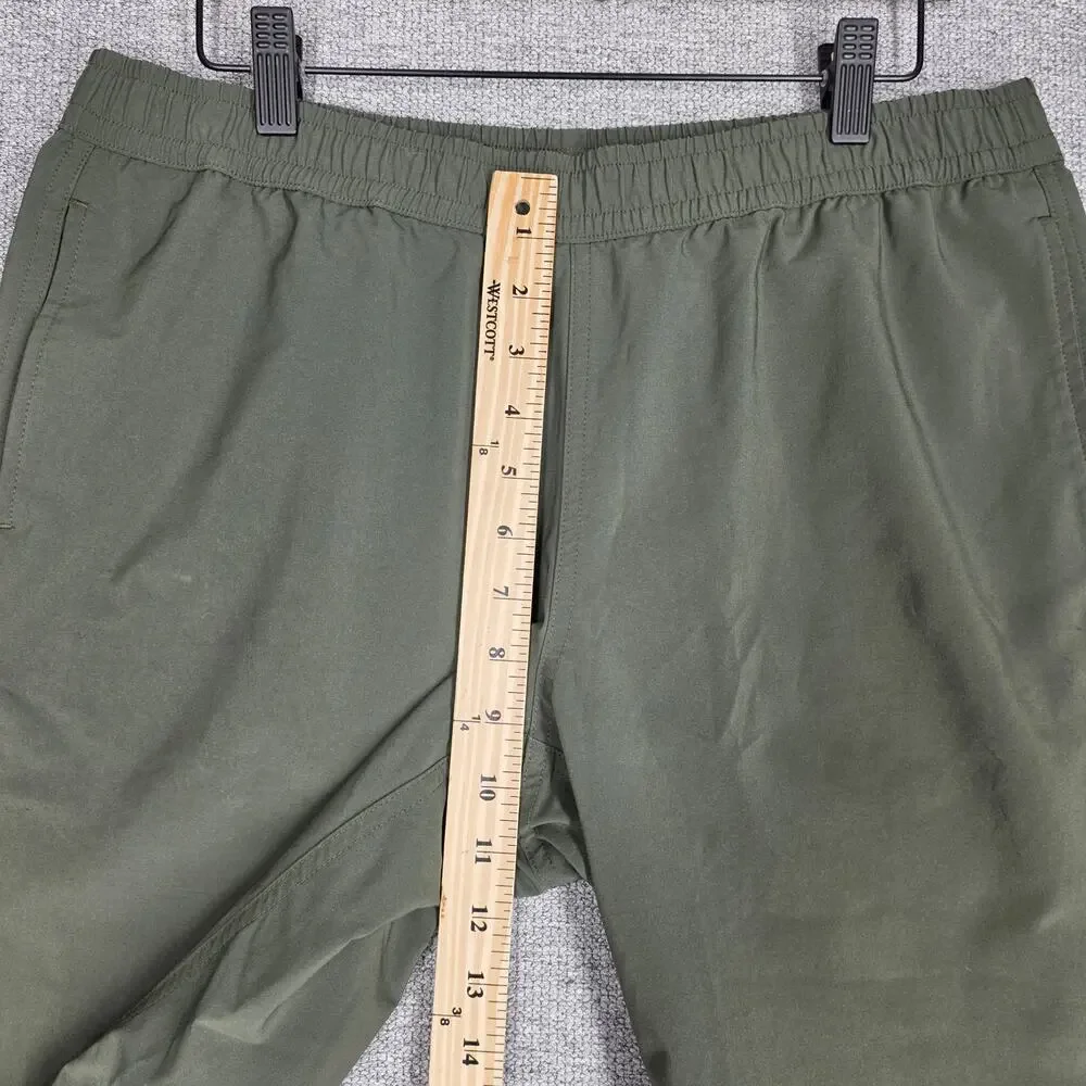 J. HILBURN CUSTOM OLIVE PERFORMANCE TECH PULL-ON SHORTS – SIZE W34 – MINIMALIST